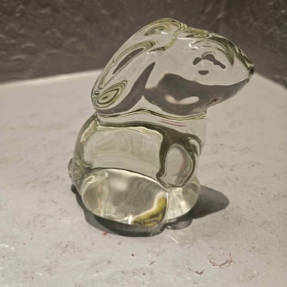 Clear Glass Rabbit Figurine Paperweight